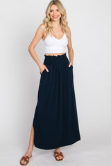 Black Smocked Maxi Skirt