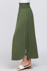 Olive Smocked Maxi Skirt