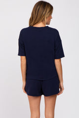 Navy Pocket Front Pajama Short Set