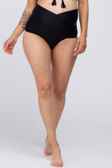 Black Crisscross High Waist Maternity Bikini Bottoms