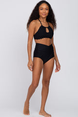 Black Crisscross High Waist Maternity Bikini Bottoms