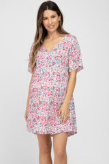 Pink Ditsy Floral Babydoll Maternity Dress