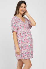 Pink Ditsy Floral Babydoll Maternity Dress