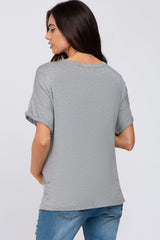 Heather Grey Basic Pocket Front Short Sleeve Maternity Top