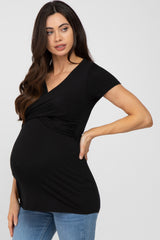 Black Crossover Maternity Nursing Top