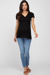 Black Crossover Maternity Nursing Top