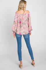 Pink Floral Off Shoulder Blouse