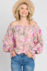 Pink Floral Off Shoulder Blouse