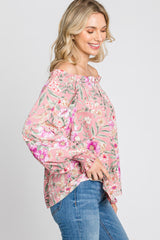 Pink Floral Off Shoulder Blouse