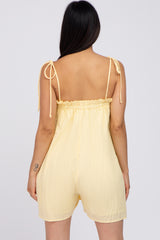 Yellow Shoulder Tie Ruffle Square Neck Maternity Romper