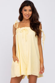 Yellow Shoulder Tie Ruffle Square Neck Romper