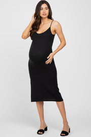 Black Scoop Back Sweater Maternity Midi Dress