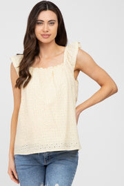 Yellow Eyelet Lace Maternity Blouse