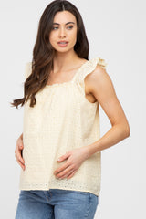 Yellow Eyelet Lace Maternity Blouse