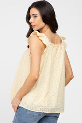 Yellow Eyelet Lace Maternity Blouse