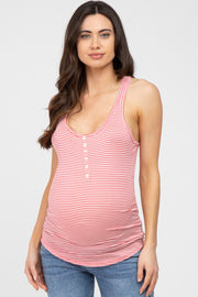 Pink Striped Racerback Maternity Tank Top