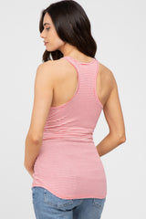 Pink Striped Racerback Maternity Tank Top