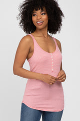 Pink Striped Racerback Maternity Tank Top