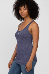 Navy Blue Striped Racerback Tank Top