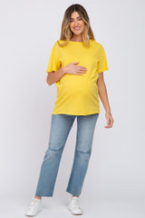 Yellow Oversized Short Sleeve Maternity Top