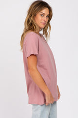 Mauve Oversized Short Sleeve Top