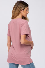 Mauve Oversized Short Sleeve Maternity Top