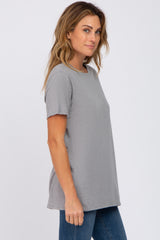 Heather Grey Oversized Short Sleeve Top