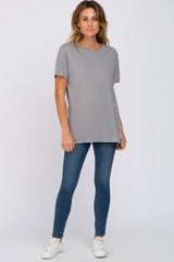 Heather Grey Oversized Short Sleeve Top