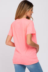 Neon Coral Oversized Short Sleeve Maternity Top