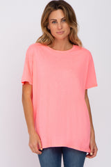 Neon Coral Oversized Short Sleeve Maternity Top