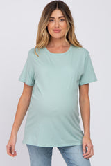 Mint Green Oversized Short Sleeve Maternity Top