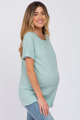 Mint Green Oversized Short Sleeve Maternity Top