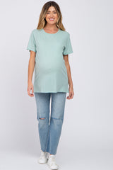 Mint Green Oversized Short Sleeve Maternity Top