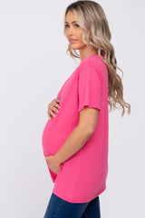 Fuchsia Oversized Short Sleeve Maternity Top