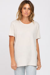 Beige Oversized Short Sleeve Maternity Top