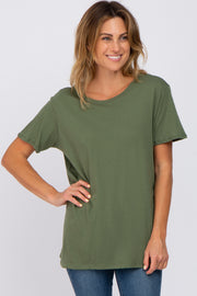 Olive Oversized Short Sleeve Top