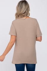 Mocha Oversized Short Sleeve Maternity Top