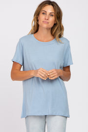 Slate Blue Oversized Short Sleeve Top