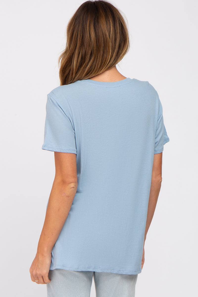 Slate Blue Oversized Short Sleeve Top – PinkBlush