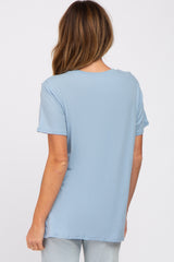 Slate Blue Oversized Short Sleeve Top