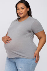 Heather Grey Short Sleeve Plus Maternity Top