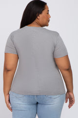 Heather Grey Short Sleeve Plus Maternity Top