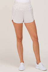 Ivory Elastic Waist Active Shorts