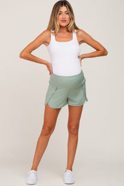 Mint Green Elastic Waist Maternity Active Shorts