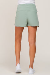 Mint Green Elastic Waist Maternity Active Shorts