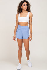 Light Blue Elastic Waist Active Shorts