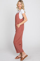 Rust Striped Wide Leg Cropped Overalls