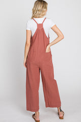 Rust Striped Wide Leg Cropped Overalls