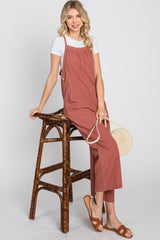 Rust Striped Wide Leg Cropped Overalls