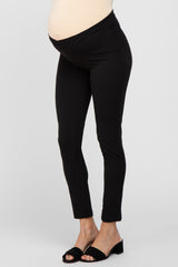 Black Crossover Waist Maternity Leggings